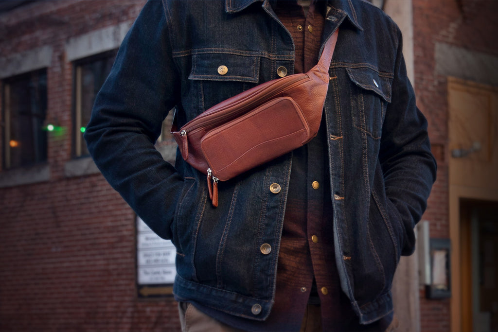 man wearing RFID Organizer Waistpack