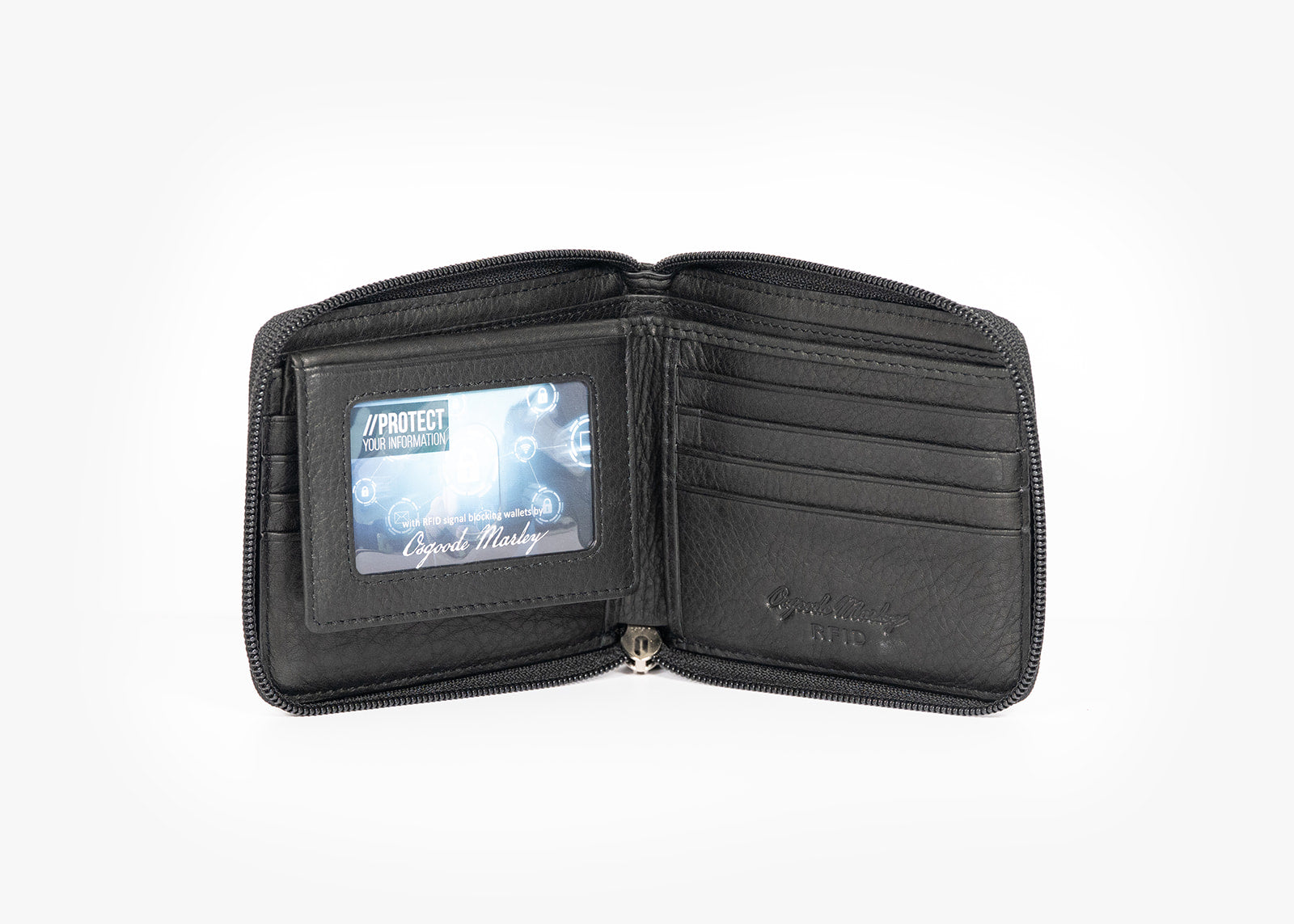 iP7メンズウォレット 1225RFIDZipperPasscase_Black-