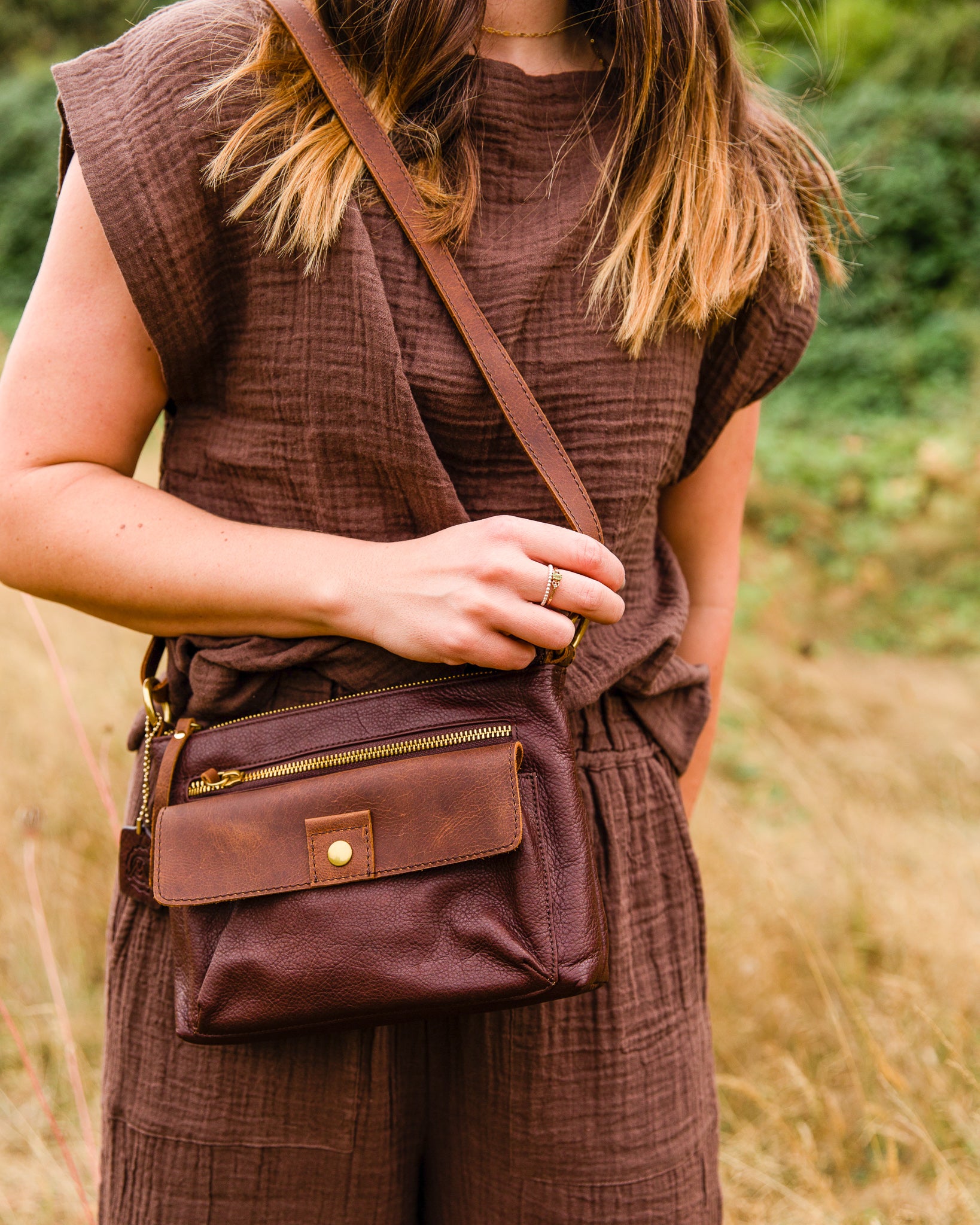 Sac Bandoulière en Cuir Cognac Marle Sac Bandoulière en Cuir Cognac Marle