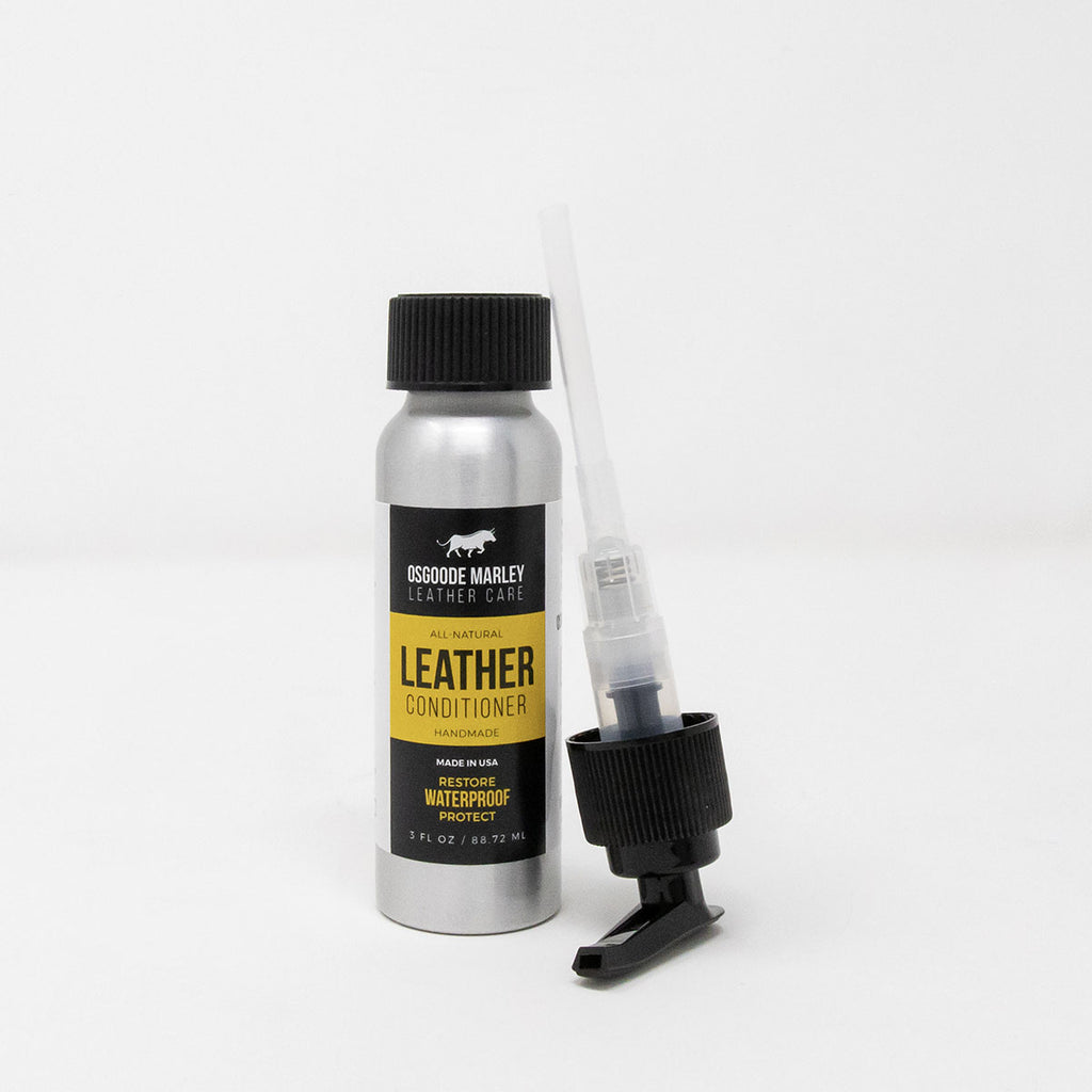 3 oz. Leather Conditioner front label with pump