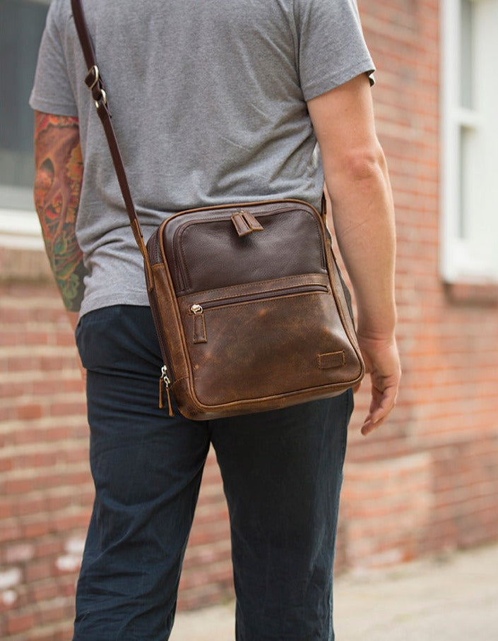 Model with a Calvin Crossbody Traveler