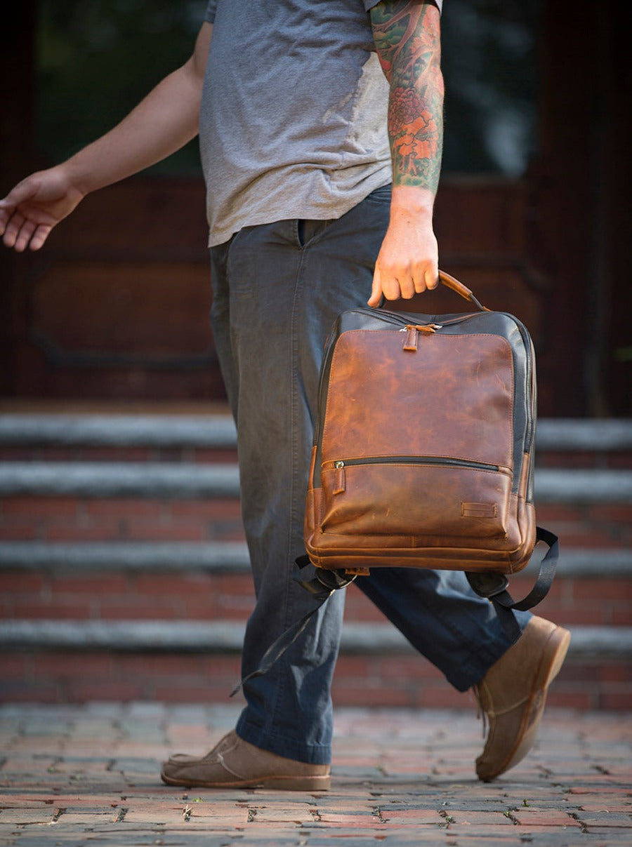 ballard calfskin leather backpack Osgoode Marley Leather Byron Backpack 4044 Moss